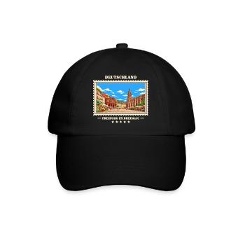 Deutschland Freiburg im Breisgau Vintage Reisemark - Baseballkappe - Schwarz/Schwarz - Vorne
