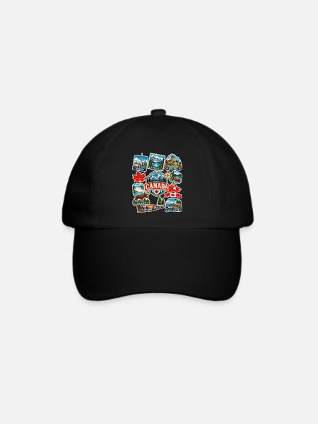 Kanada Reisesticker - Baseballkappe - Schwarz/Schwarz