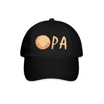 Opa mit Mond – Beige - Baseballkappe - Schwarz/Schwarz - Vorne