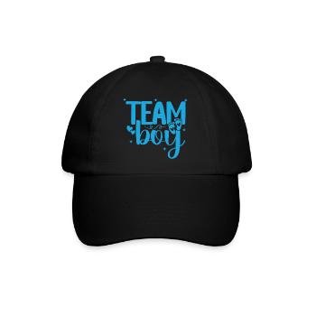 Team Boy Baby Shower Geschlechterenthüllung Eltern - Baseballkappe - Schwarz/Schwarz - Vorne