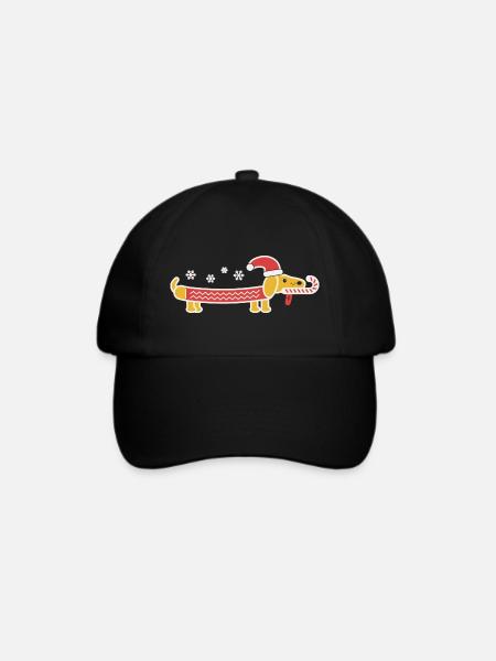 Weihnachts-Dackel - Baseballkappe - Schwarz/Schwarz