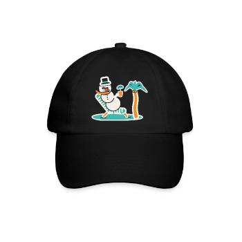 Schneemann im Liegestuhl - Baseballkappe - Schwarz/Schwarz - Vorne