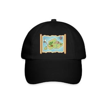 Pixel Art Schatzkarte mit verstecktem Schatz - Baseballkappe - Schwarz/Schwarz - Vorne