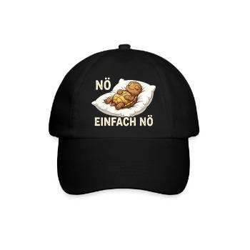 NÖ Schlafende Schildkröte auf Kissen - Baseballkappe - Schwarz/Schwarz - Vorne