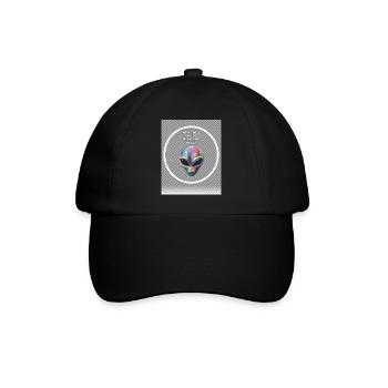 Irideszierendes Alien Gesichtsdesign - Baseballkappe - Schwarz/Schwarz - Vorne