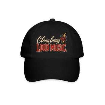 Clean Living Loud Music Straight Edge Nüchtern - Baseballkappe - Schwarz/Schwarz - Vorne