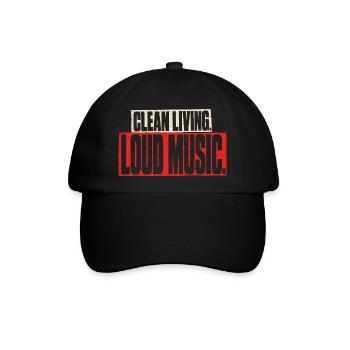 Clean Living Loud Music Straight Edge Nüchtern - Baseballkappe - Schwarz/Schwarz - Vorne