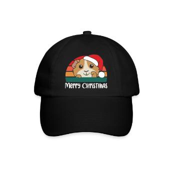merry Christmas Retro Meerschweinchen Weihnacht - Baseballkappe - Schwarz/Schwarz - Vorne