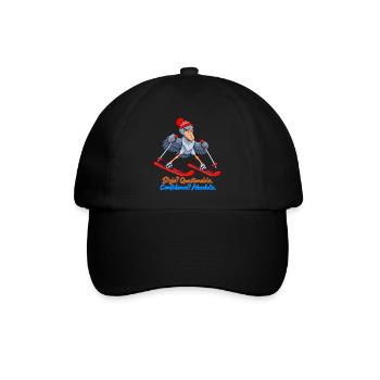 Shoebill auf Skiern – Absolutes Vertrauen - Baseballkappe - Schwarz/Schwarz - Vorne