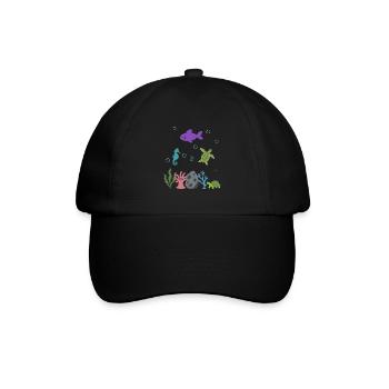 Fisch Unterwasser Kinder Seepferdchen Seeanemone - Baseballkappe - Schwarz/Schwarz - Vorne