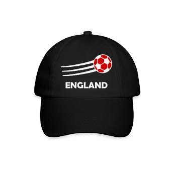 Englischer Fußballer mit Fußball – Fan Design - Baseballkappe - Schwarz/Schwarz - Vorne