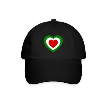 Herz in Italien-Farben – Italia Fan Design - Baseballkappe - Schwarz/Schwarz - Vorne
