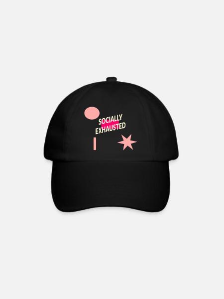 sozial erschöpft - Baseballkappe - Schwarz/Schwarz