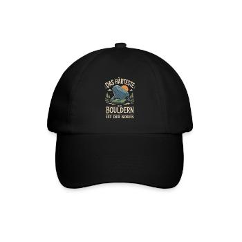 Härteste am Bouldern ist der Boden - Baseballkappe - Schwarz/Schwarz - Vorne
