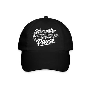 Wer später einsetzt hat länger Pause Orchester - Baseballkappe - Schwarz/Schwarz - Vorne