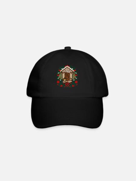 Polnisches Volks-Weihnachtshütten-Winterdesign - Baseballkappe - Schwarz/Schwarz
