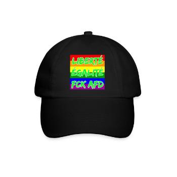 LIBERTÉ ÉGALITÉ FCK AFD REGENBOGEN FCK NZS, NO NZS - Baseballkappe - Schwarz/Schwarz - Vorne