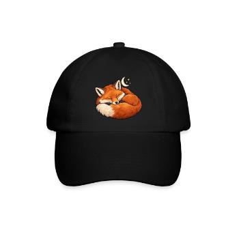 Schlafender Fuchs Mondtraum - Baseballkappe - Schwarz/Schwarz - Vorne