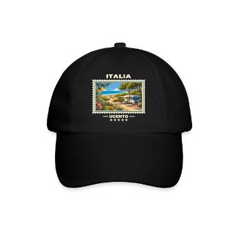 Italien Ugento Camping Vintage Reisemarke - Baseballkappe - Schwarz/Schwarz - Vorne