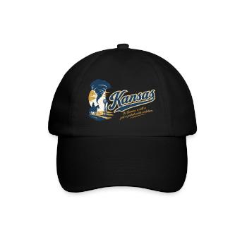 Kansas Retro Vintage Sunflower State Design - Baseballkappe - Schwarz/Schwarz - Vorne
