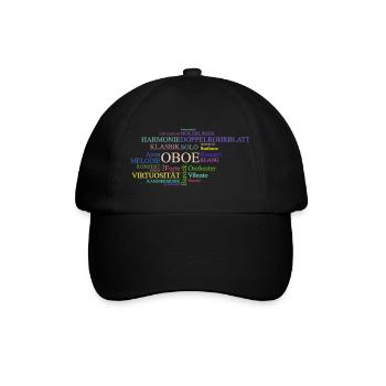 Oboe Wortwolke Klassik Orchester Oboist Oboistin - Baseballkappe - Schwarz/Schwarz - Vorne