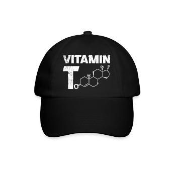 Vitamin T Testosteron Bodybuilding Fitnessstudio - Baseballkappe - Schwarz/Schwarz - Vorne