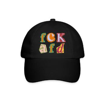 FCK AFD ERPRESSERBRIEF BUCHSTABEN, FCK NZS, NO NZS - Baseballkappe - Schwarz/Schwarz - Vorne
