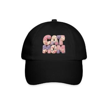 Cat Mom – Katzenmama Geschenk süßen 3D Patchwork - Baseballkappe - Schwarz/Schwarz - Vorne