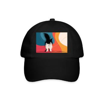Katze von hinten - Baseballkappe - Schwarz/Schwarz - Vorne