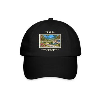 Italien Prad am Stilfserjoch Camping Vintage Marke - Baseballkappe - Schwarz/Schwarz - Vorne