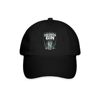 Gin Spruch – Schlechter Gin & Lange Meetings - Baseballkappe - Schwarz/Schwarz - Vorne
