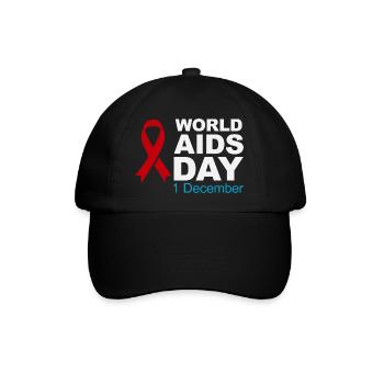 Rotes Band-Emblem zum Welt-AIDS-Tag - Baseballkappe - Schwarz/Schwarz - Vorne
