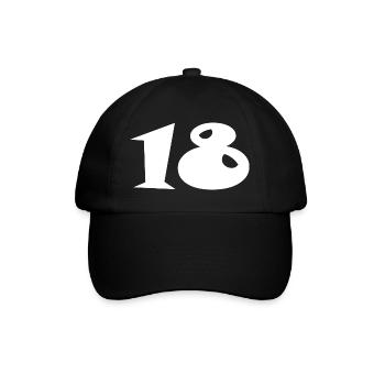18. 18 JAHRE ALT. 18-JÄHRIGES JUBILÄUM. 18. GEBURTSTAG. - Baseballkappe - Schwarz/Schwarz - Vorne