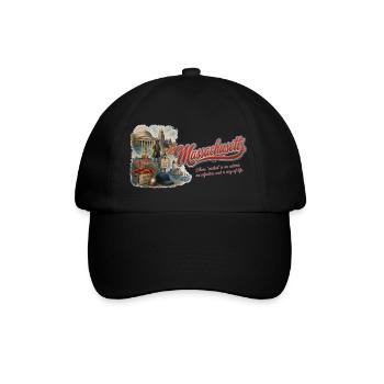 Massachusetts Retro Vintage Bay State Design - Baseballkappe - Schwarz/Schwarz - Vorne