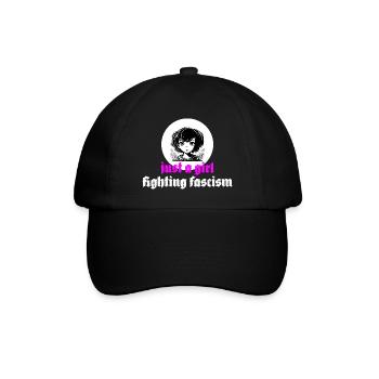 just a girl fighting fascism - Baseballkappe - Schwarz/Schwarz - Vorne