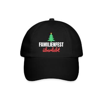 Familienfest überlebt - Baseballkappe - Schwarz/Schwarz - Vorne