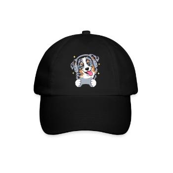 Gaming Australian Shepherd mit Headset Controller - Baseballkappe - Schwarz/Schwarz - Vorne