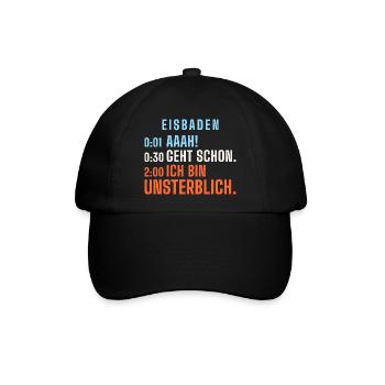 Eisbaden: Aaah! Geht schon. Ich bin unsterblich. - Baseballkappe - Schwarz/Schwarz - Vorne