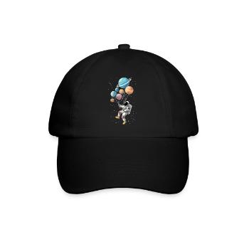 Astronaut mit Ballons Planeten Raumfahrt - Baseballkappe - Schwarz/Schwarz - Vorne