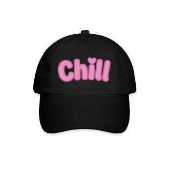 Chill Pink Bubbles Weiche Typografie - Baseballkappe - Schwarz/Schwarz - Vorne