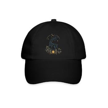 Hirsch mit Sonne und Mond - Wintersonnenwende - Baseballkappe - Schwarz/Schwarz - Vorne