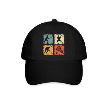 Retro Lacrosse Spieler Für Lacrosse Fans Und Coach - Baseballkappe - Schwarz/Schwarz - Vorne
