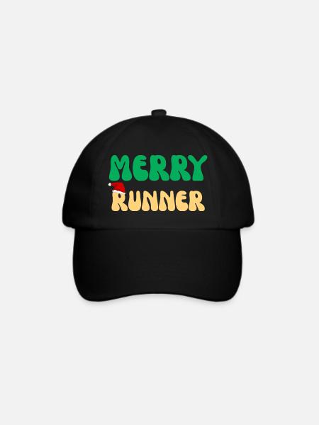 Merry Runner Weihnachtsgeschenk Laufmarathon - Baseballkappe - Schwarz/Schwarz