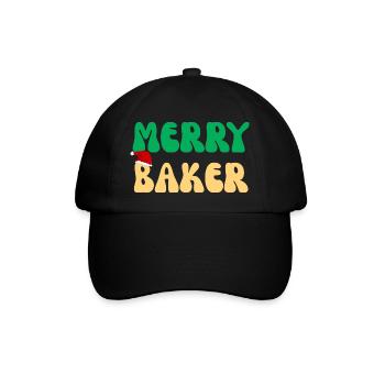 Frohe Baker Weihnachtsschürze Schürzenpullover Feiertagsgeschenk - Baseballkappe - Schwarz/Schwarz - Vorne