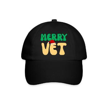 Süßes fröhliches Veterinär-Weihnachten-Vet-Tech-Geschenk - Baseballkappe - Schwarz/Schwarz - Vorne