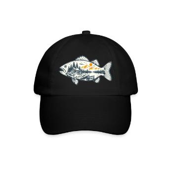 Vintage-Fischen - Baseballkappe - Schwarz/Schwarz - Vorne