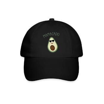 Mamacado Avocado Cartoon mit Sonnenbrille - Baseballkappe - Schwarz/Schwarz - Vorne
