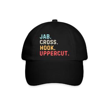 Lustiger Boxliebhaber Jab Cross Hook Uppercut - Baseballkappe - Schwarz/Schwarz - Vorne