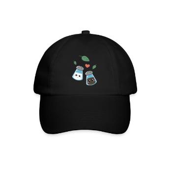 Niedliches Küchenmotiv mit Salz und Pfeffer - Baseballkappe - Schwarz/Schwarz - Vorne