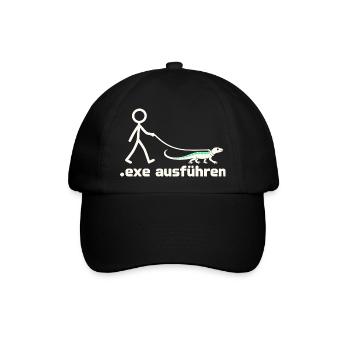 exe ausführen – Eidechse am Strichmännchen - Baseballkappe - Schwarz/Schwarz - Vorne